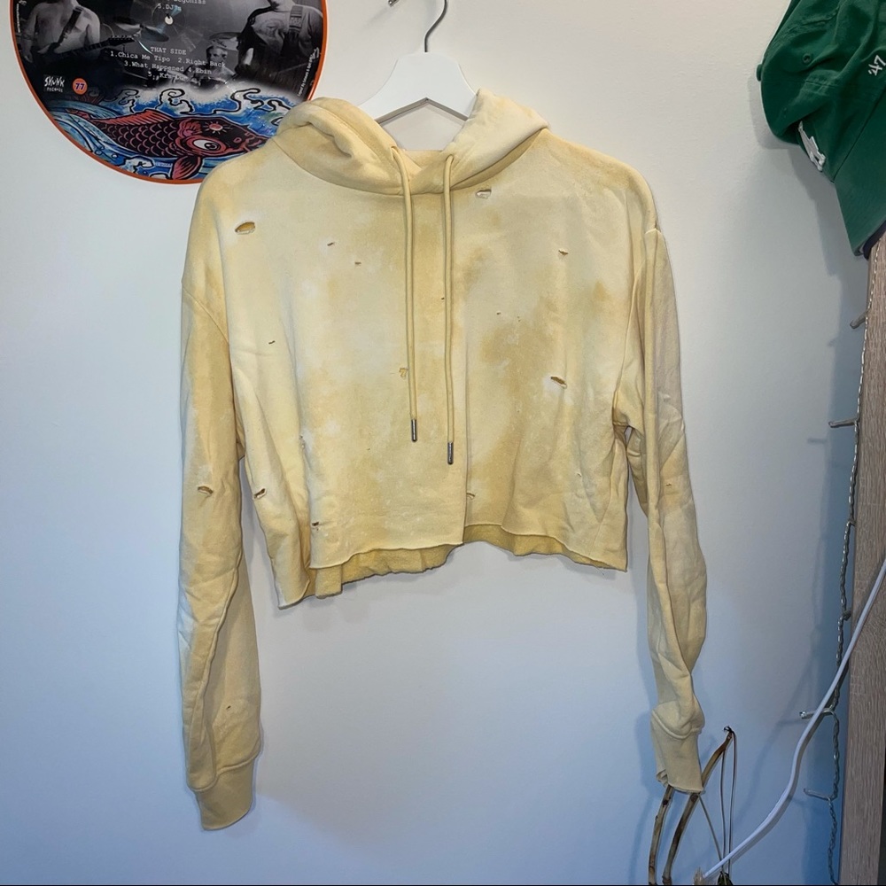 Distressed cropped hoodie